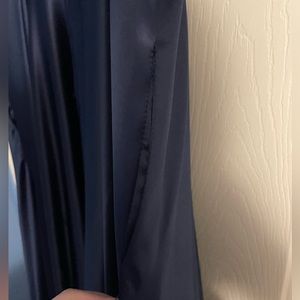 Navy blue long dress with a slit in it. Also has pockets!